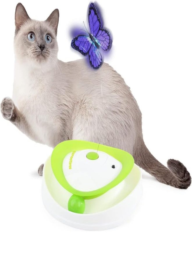 KittuPet مجموعة ألعاب ريش القطط KittuPet 2 في 1، تتضمن عصا دوارة على شكل فراشة، وريشة متحركة عشوائياً، وكرات تتبع، ومصدرين للطاقة، عبوة من قطعة واحدة. - Image 1